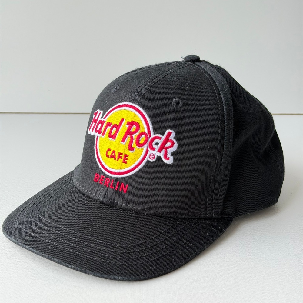 Hard Rock Cafe Berlin Snapback Hat Black Embroidered Classic Logo Novelty Cap